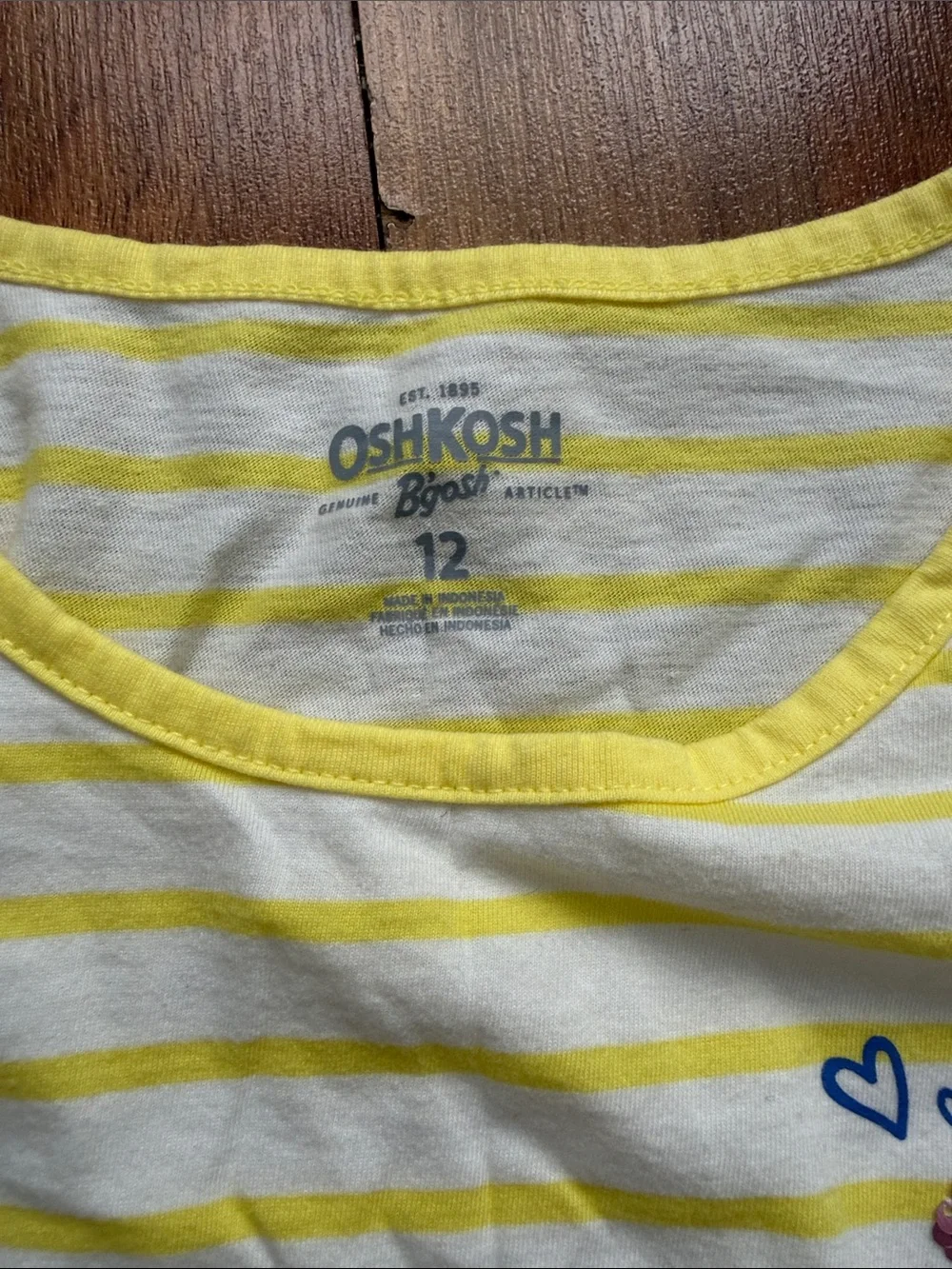 OshKosh B'gosh Yellow & White Striped Long Sleeve Top with Heart Sequin